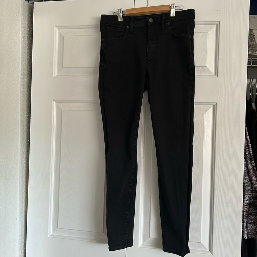 Madewell black 9” high riser skinny skinny jeans, stretch waist